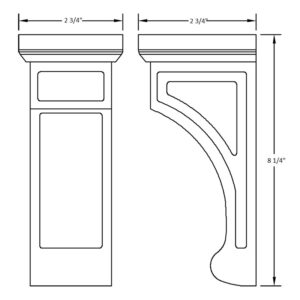 Ebony Shaker Corbel 2 3/4" X 8 1/4" X 2 3/4"  